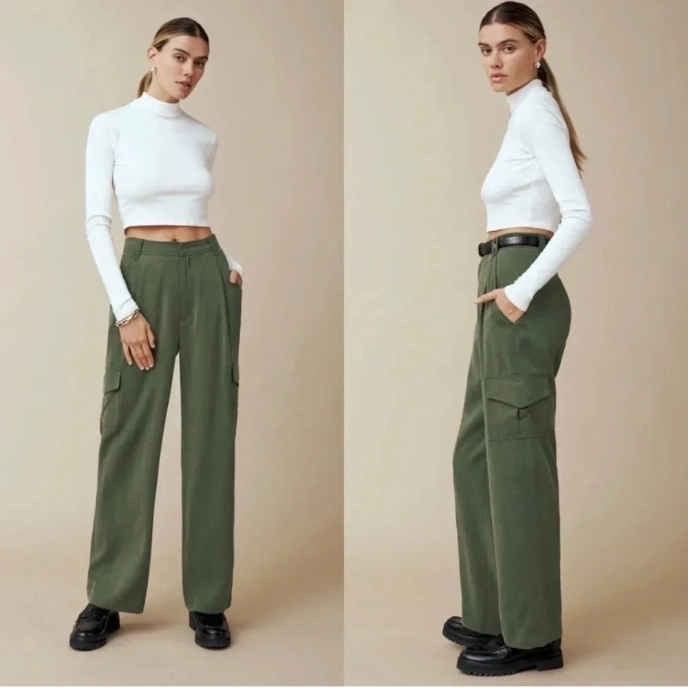 Reformation Jackson Cargo Pant Fern Green Size 10 NWOT - Picture 1 of 7